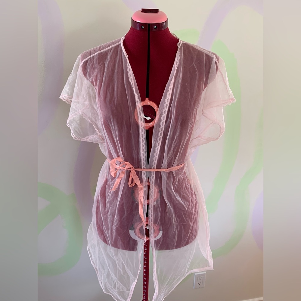 1960s Sheer Baby Pink Robe